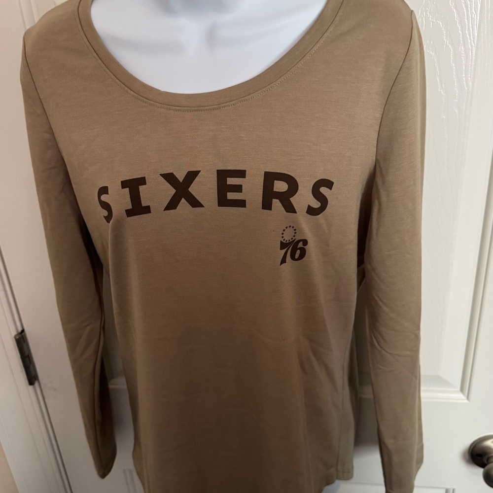 NBA Sixers Women's Brown Long Sleeve Tee MED NWT